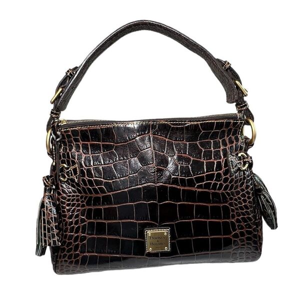 Dooney & Bourke Leather Croc Print Shoulder Bag - Picture 1 of 12